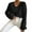 Black, variant on Women's Lazy Style Loose Short V-Neck Lantern Long Sleeve Pullover Sweater, Relaxed and Trendy, Great for Casual Events and Lounging,Pink,S