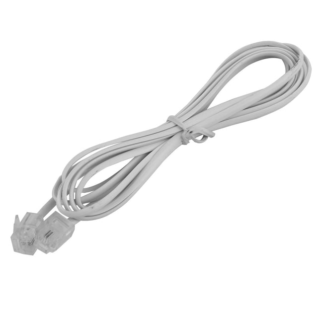 RJ11 6P4C Male to Male Telephone Cable Cord White 6.6ft