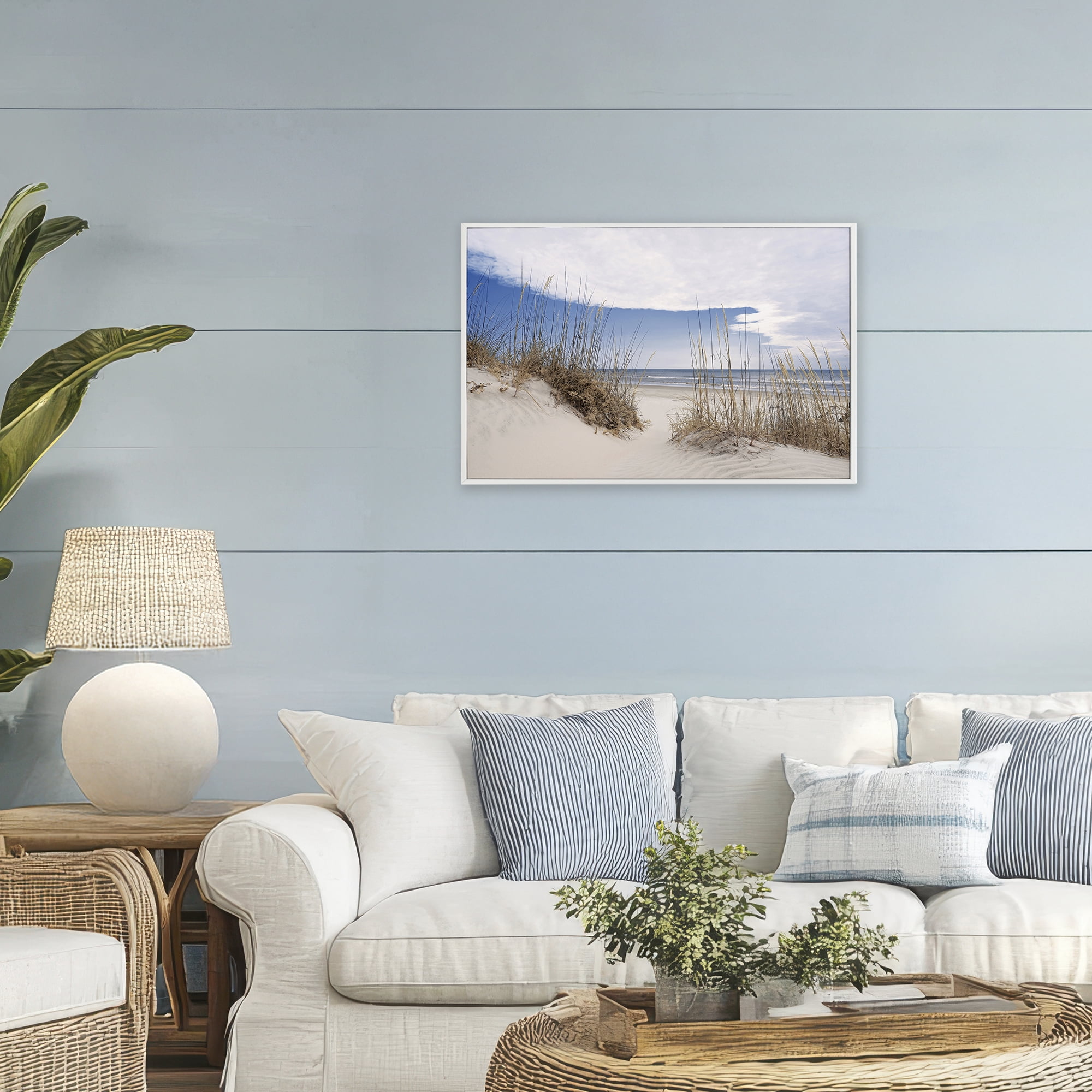 Stupell Industries Sea Oats Along Sandy Dunes White Framed Giclee Art, design by Natalie Carpentieri