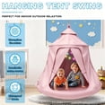 thumbnail image 3 of X-Shaped Hammock Chair Stand with Swing Chair, Hanging Tree Tent with Swing Stand for Indoor Outdoor, 330lbs Weight Capacity, Pink, 3 of 8