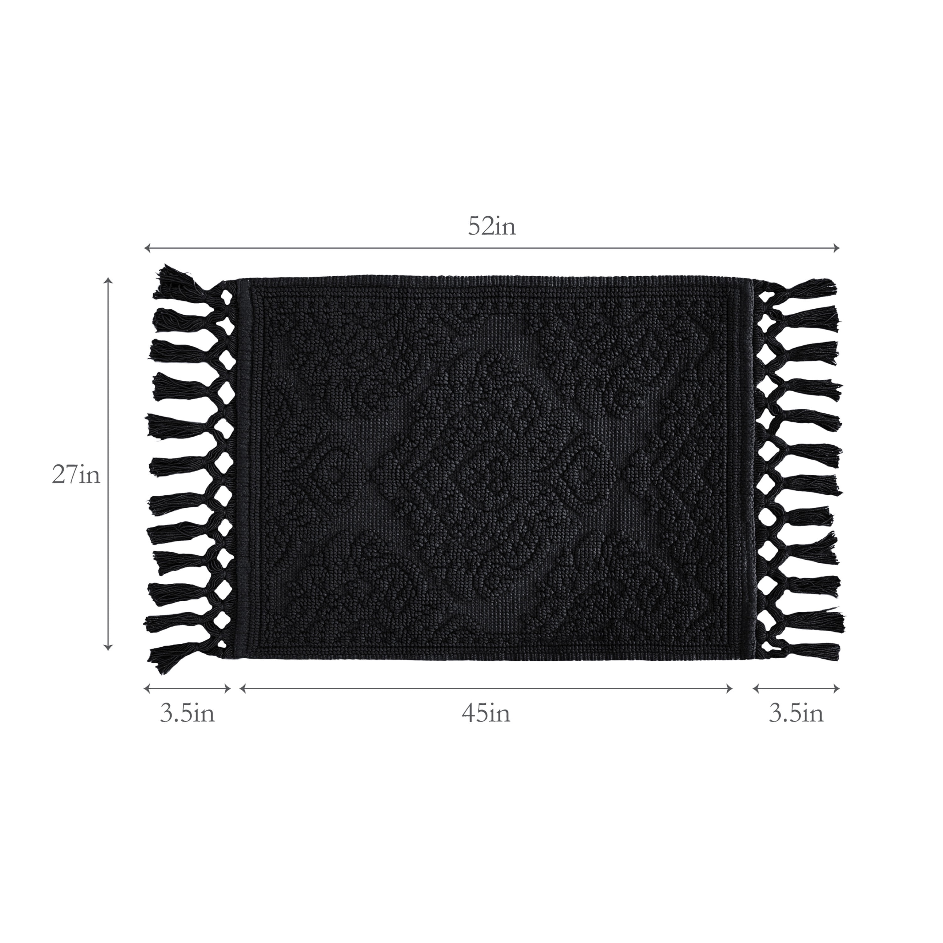 Jean Pierre Ricardo Cotton Fringe 27 x 45 in. Bath Rug, Black