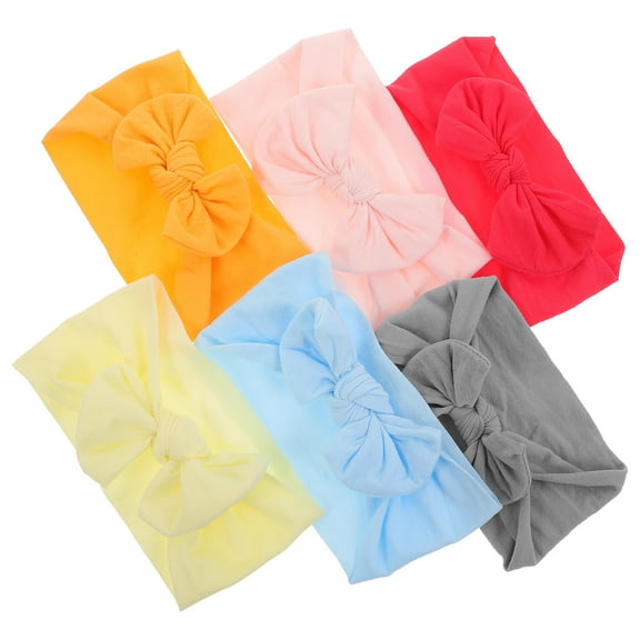 Milisten 6pcs Newborn Headband Nylon Assorted Color Bow Shape for Birthday Parties