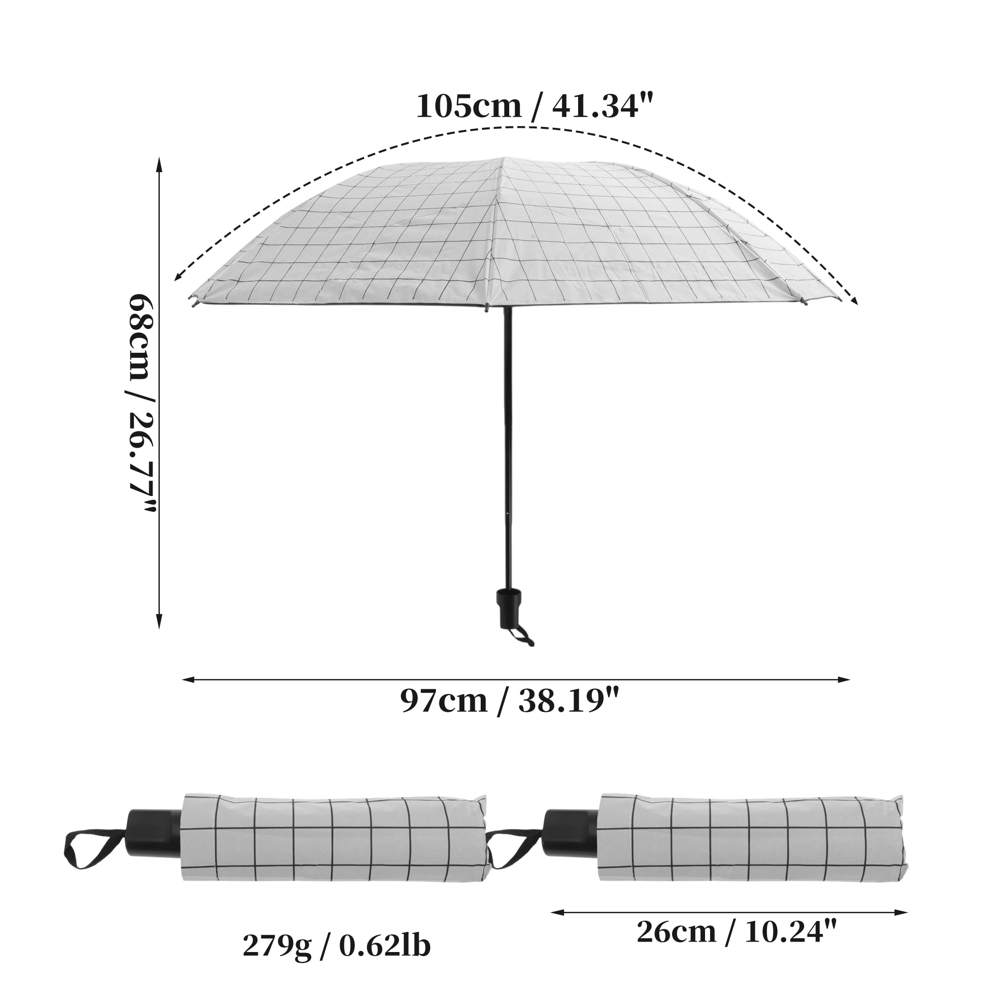 Unique Bargains Portable Manual Open Close Rain Windproof  Umbrella White
