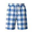 thumbnail image 4 of Resicozy Mens Plaid Shorts Casual Fashion Shorts Summer Beach Elastic Waist Drawstring Shorts with Pockets Light Blue L, 4 of 5