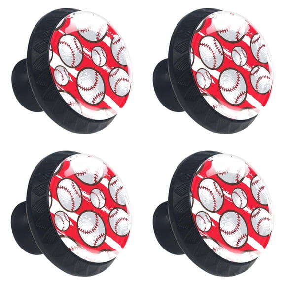 4 Pcs Baseball Knobs for Kitchen Cabinet Cupboard Dresser Bookcase Drawer Pulls Handles Round Home Decor
