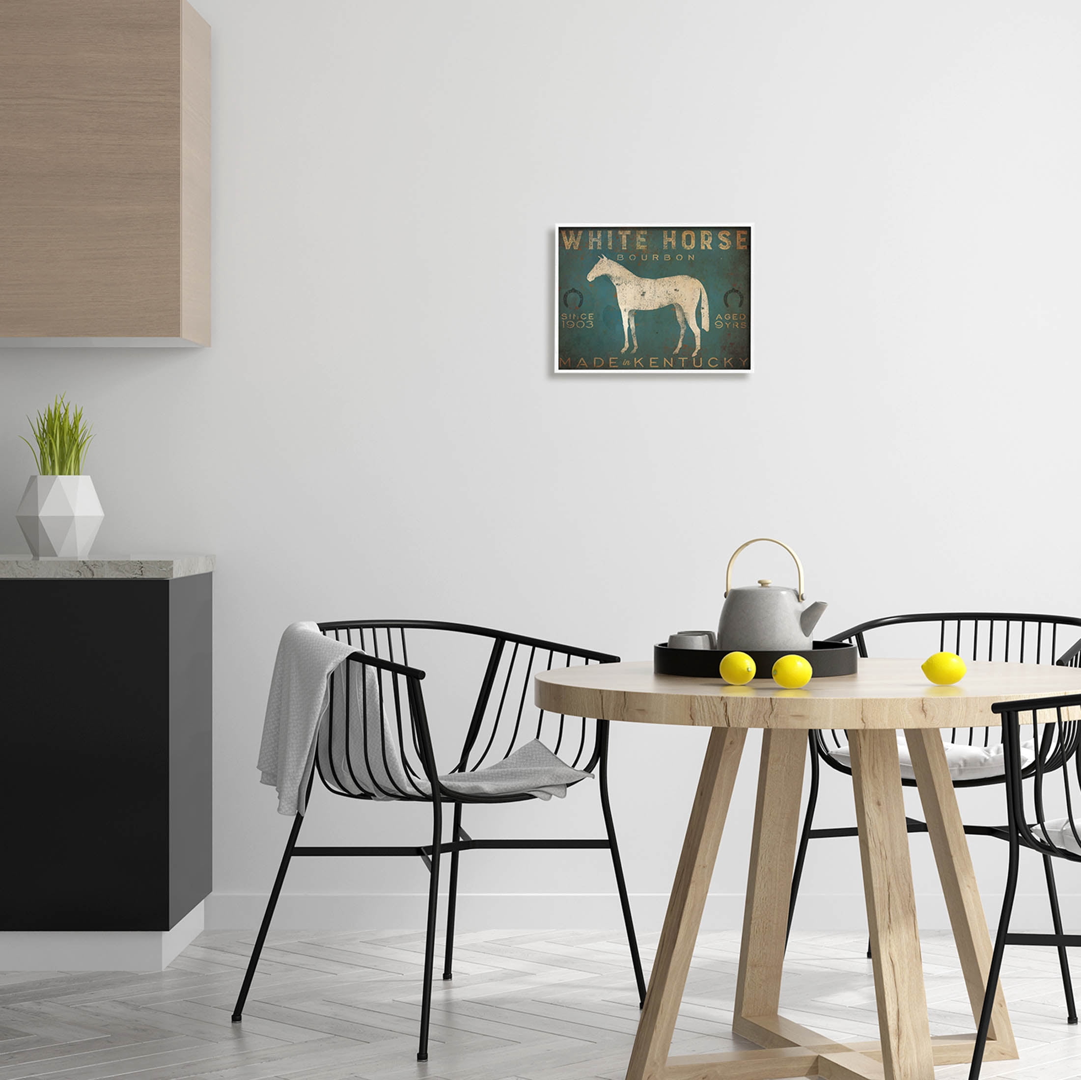 Stupell Industries White Horse Bourbon Vintage Sign Graphic Art White Framed Art Print Wall Art, Design by Ryan Fowler