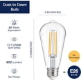 thumbnail image 2 of ST19 LED Light Bulb Dusk to Dawn Outdoor Sensor , 7W (60W Eqv.), 800LM,Vintage Filament E26 Base, Auto On/Off Photocell Automatic for Energy-Efficient Outdoor Lighting, 2700K Soft White, 4 Pack, 2 of 6