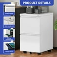 thumbnail image 2 of ModFusion 26" Mobile Metal Filing Cabinet – 2-Drawer Organizer with Lock & 360° Swivel Casters for Legal & Letter Size Documents, 2 of 9