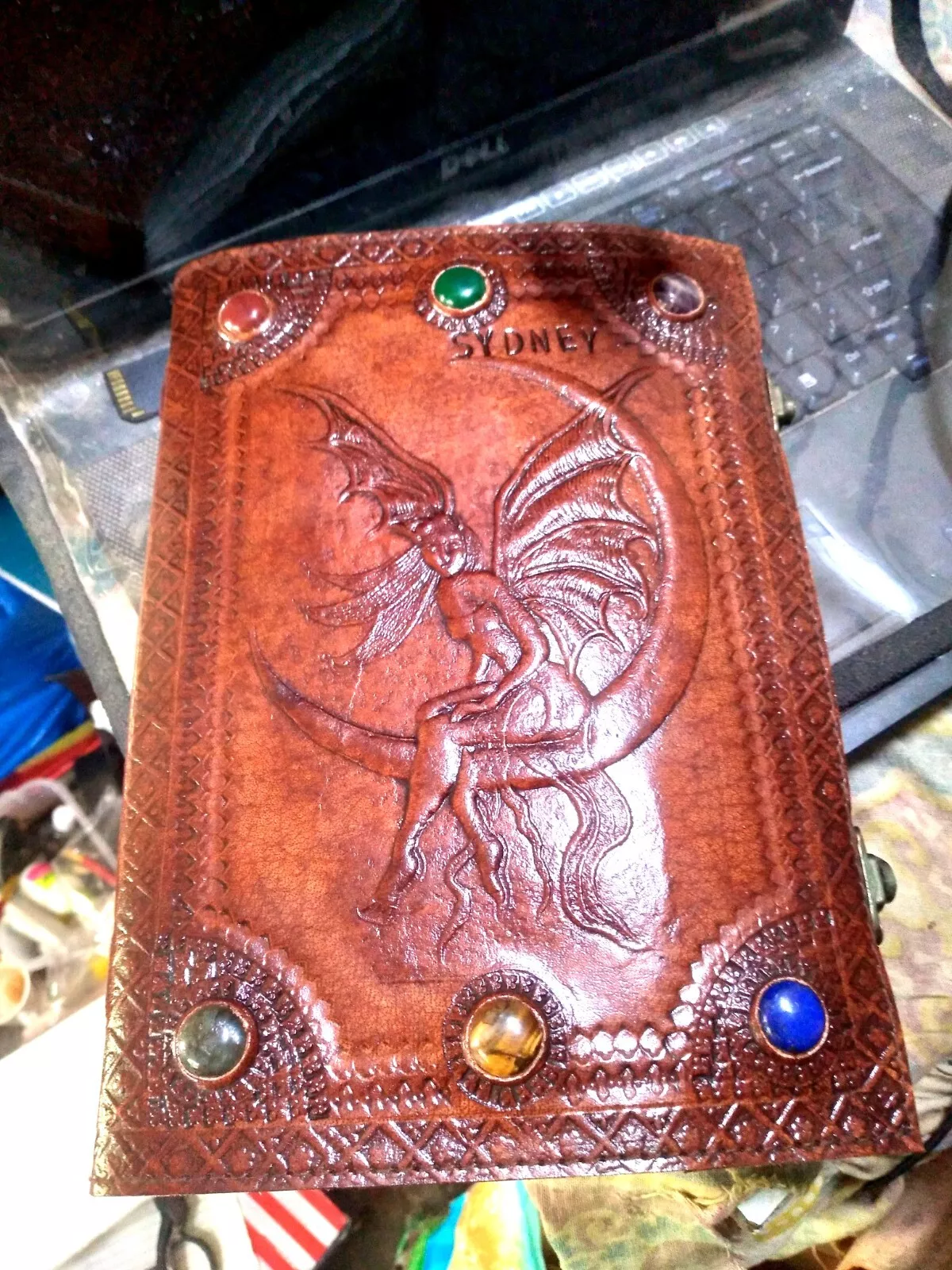 Handcrafted Embossed Witch Design Vintage Leather Bound Journal Seven Stone Grimoire Diary Blank Notebook For Men & Women