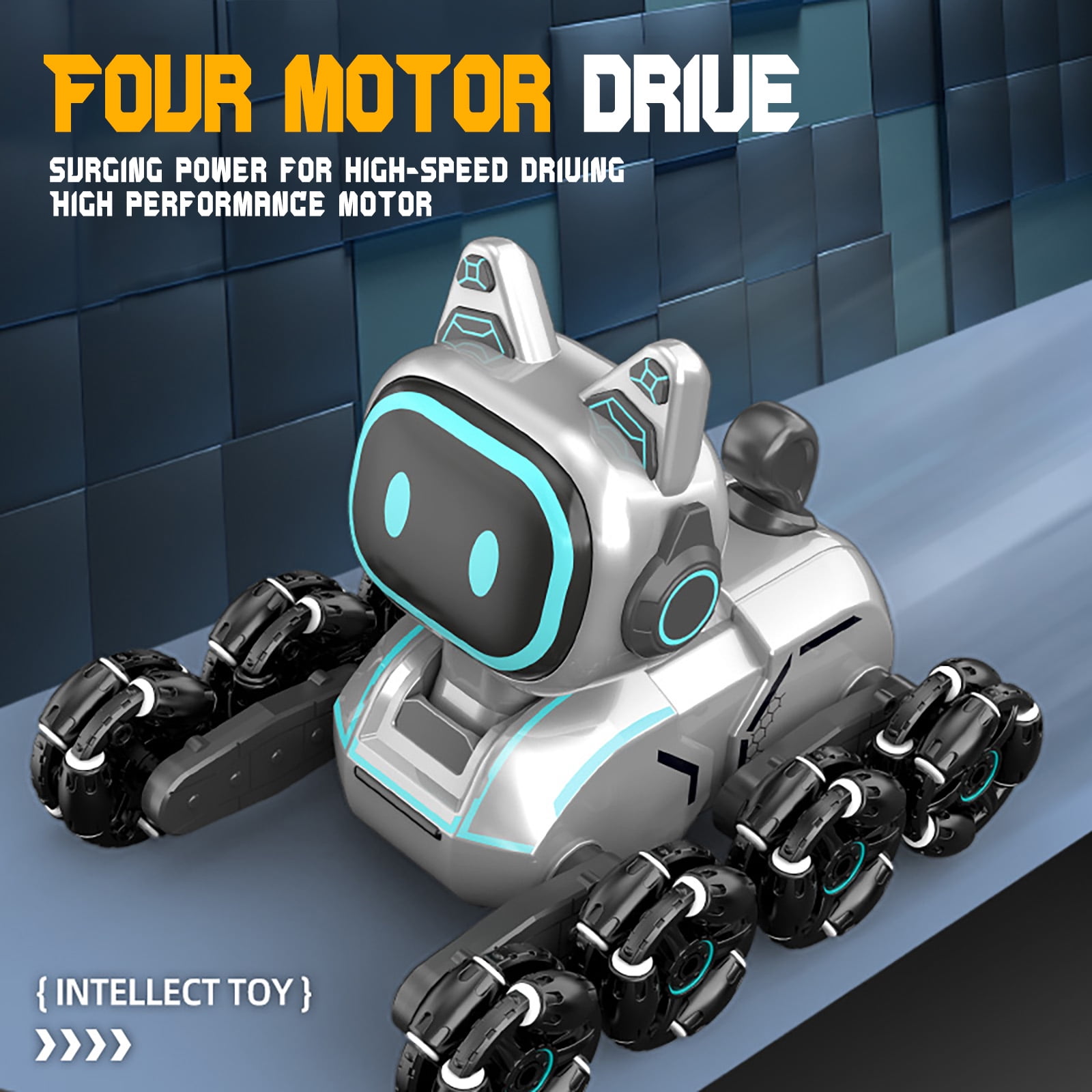 Burufy Rc Robot Dog Toys for Kids, Intelligent Robot Toys with Light & Sound, 8WD Stunt RC Dog Robot Toy Gift for Boys Girls