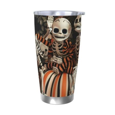 

Vsdgher Whimsical Halloween Skeletons 20 Oz Stainless Steel Vacuum Insulated Travel Mug Coffee Cup for Home Office Outdoor Works Great for Ice Drinks and Hot Beverage -Without Straw