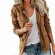 thumbnail image 3 of Women Coat Stand Collar Zipper Multiple Pockets Solid Color Long Sleeves Soft Casual Cardigan Pure Color Spring Coat for Daily Wear, 3 of 5