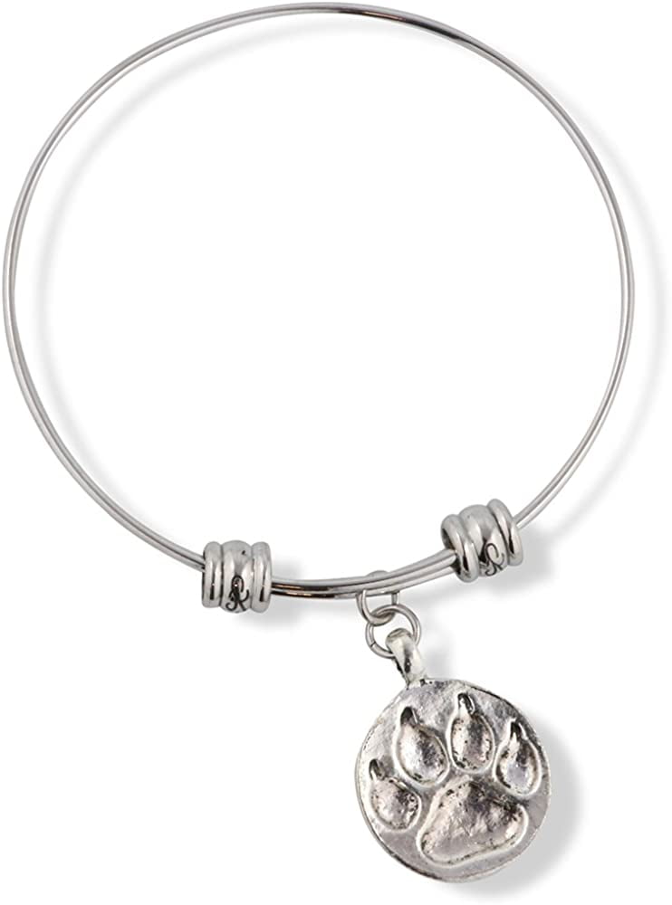 EMERALD PARK JEWELRY Dog Paw Print Fancy Charm Bangle