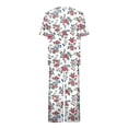 thumbnail image 6 of YDFCWXW Women's Short Sleeve Pajama Set with Pockets, Printed Round Neck Top and Comfortable Bottoms, Soft Nightwear Red, L, 6 of 7