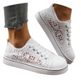 thumbnail image 3 of Summer Tennis Shoes for Women,Womens Casual Breathable Mesh Lace Canvas Shoes,White Sneakers with Embroidery Flower, 3 of 9