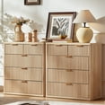 thumbnail image 4 of LELELINKY Modern Fluted 5 Drawers Curved Profile Wood Dresser 34 Inch Tall Natural, 4 of 7