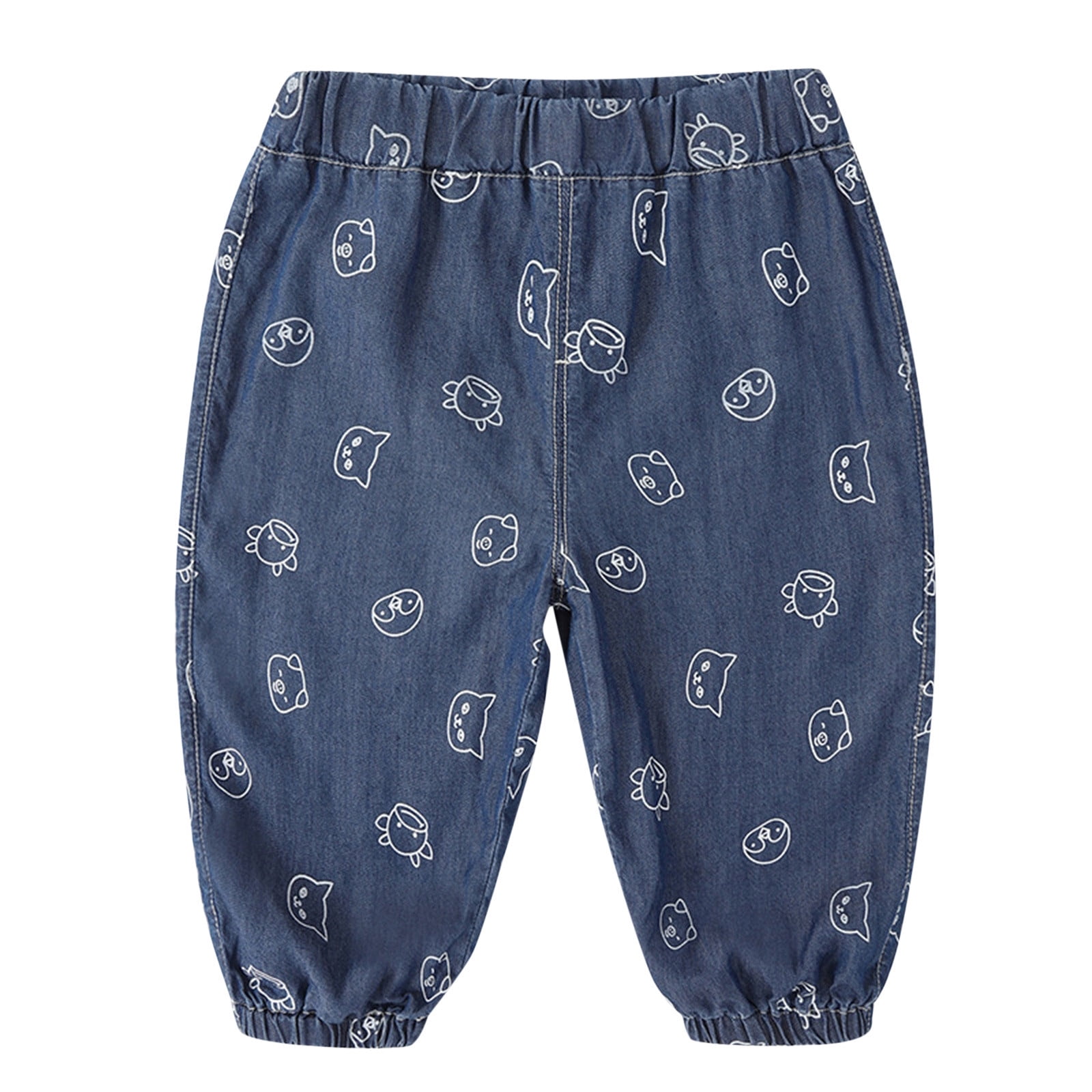 Otqutp Children Lightweight Joggers Children Toddler Kids Baby Boys Girls Cute Cartoon Animals Print Jeans Pants Straight Trousers
