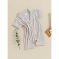 thumbnail image 4 of Musuos Baby Boys Girls Jumpsuits 3 6 9 12 18M Short Sleeve Lapel Collar Button Down Textured Rompers Newborn Pajamas, 4 of 9