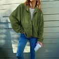 thumbnail image 2 of Herrnalise Womens Fleece Jacket Fuzzy Long Sleeve Short Coats Button Down Sherpa Outerwear With Pockets Green,M, 2 of 5