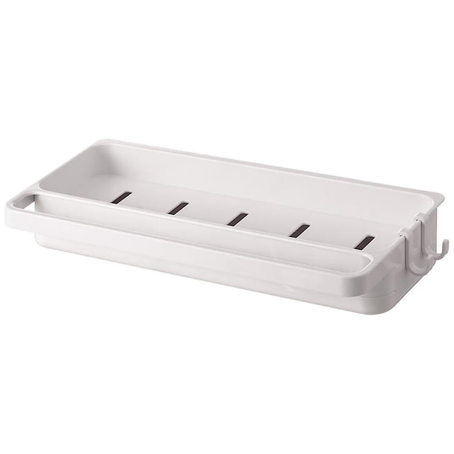 Organizador de cepillos de esponja para encimera, soporte de almacenamiento para fregadero de cocina, soporte de esponja con bandeja de goteo, blanco, 26*12,2*4,6 cm