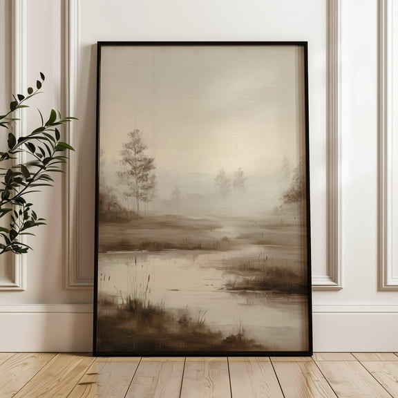 Dreamy Tranquil Landscape | Peaceful Scenery | Farmhouse Decor | Neutral Sepia Art | Vintage Forest | Neutral Tone Print UNFRAMED Poster, Wall Art for Decor, Present, 8x12