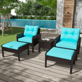 thumbnail image 3 of AECOJOY 5 Pieces Patio Furniture Set Rattan Wicker Chair Two with Ottoman Outdoor furniture sets in Navy, 3 of 9