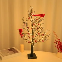 Gradientiscolor Vintage Glowing Tree with Cardinals, Graddi Tree Of Life, Cardinal Tree with Moving Birds, Ansurely Cardinal Tree, Suitable for Christmas, Halloween Decorations (1) Black （1Pc)