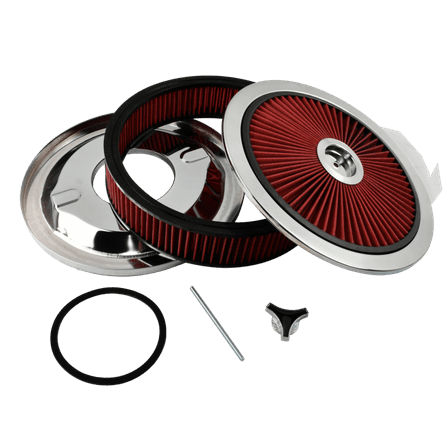 14" X 3" Round High Flow Thru Washable Air Cleaner Drop Base 350 SBC Red