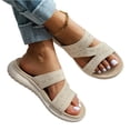 thumbnail image 3 of longantii Flat Sandals for Women Breathable Mesh Sports Athletic Casual Slippers Sandals Lightweight Non Slip With Arch Support Beige, 3 of 5