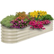 BPS 4-in-1 Modular Metal Raised Garden Bed Kit, Beige Outdoor Planter Box for Vegetables, Flowers & Herbs, 60"x24"x17"