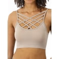 thumbnail image 1 of TheLovely Women & Plus Comfort Seamless Crisscross Front Strappy Bralette Sports Bra Top with Removable Pads, 1 of 4