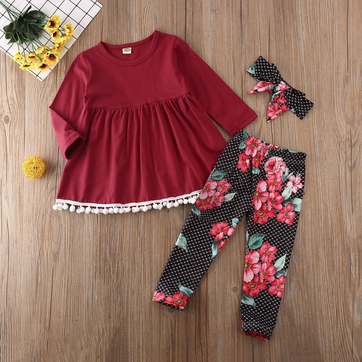 Toddler Kids Baby Girl Long Sleeve Floral Print Dress Casual Tutu Dress