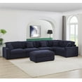thumbnail image 2 of LolLov Furniture 6 Piece Modern Polyester L Shaped Sectional Sofa Set Dark Blue, 2 of 6