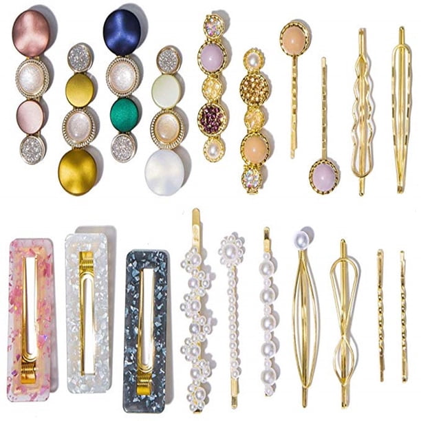 Juego de 20 clips de metal de resina acrílica de, hechos a mano, lindos pasadores para el pelo, horquillas de metal dorado, accesorios para el pelo, herramientas de peinado, decoración de fiestas,