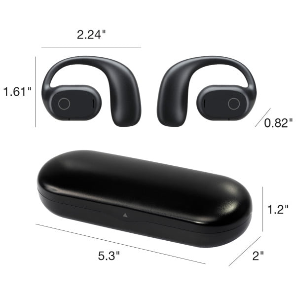True Wireless Open Ear Bluetooth Earbuds with Rechargeable Case and Sweatproof Design