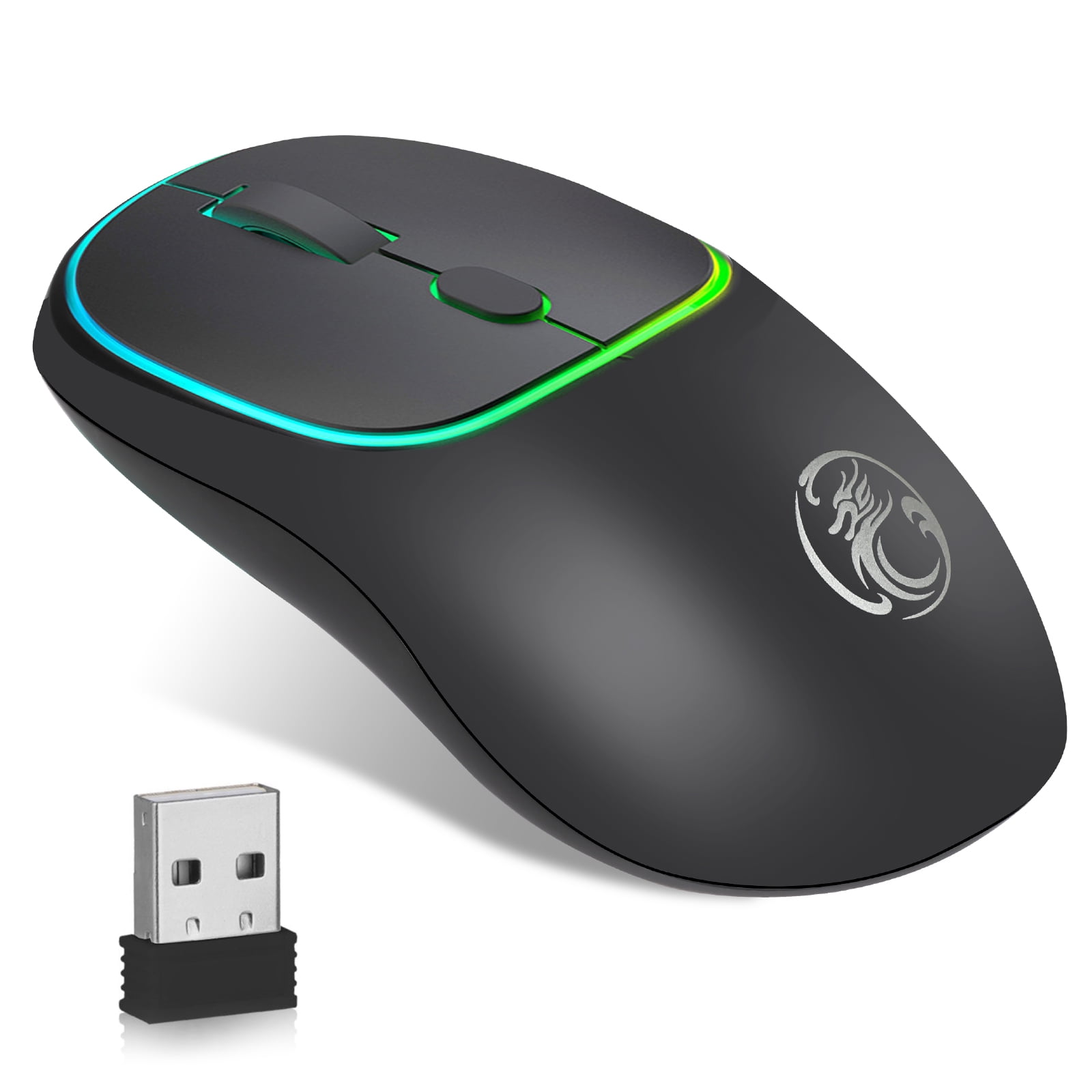 TSV Wireless Mouse for Laptop, 2.4G Rechargeable Slim RGB Computer Mouse,  Portable Ergonomic Silent Optical Mice for Windows XP / Vista / 7 / 8 / 