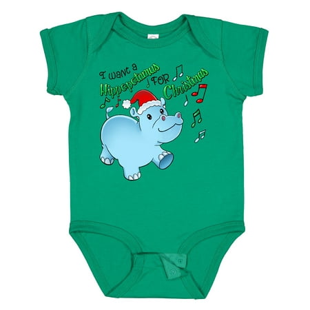 

Inktastic I Want a Hippopotamus for Christmas Hippo in Santa Hat Gift Baby Boy or Baby Girl Bodysuit