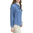 thumbnail image 5 of MODA NOVA Junior's Bow Tie Neck Long Sleeve Casual Button Decor Shirt, 5 of 7