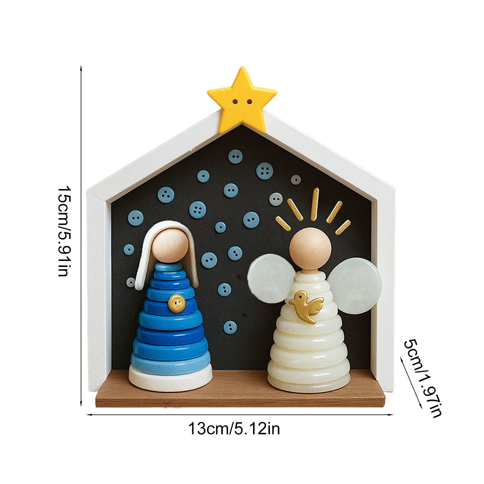 Dserfhy DIY Button Nativity Scene Kit Christmas Craft Set with Buttons Beads & Star for Holiday Decor Creative Christmas Ornament Making for Family Kids