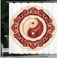thumbnail image 4 of Ambesonne Ying Yang Shower Curtain, Traditional Cultural, 69"Wx84"L, Maroon Cream White, 4 of 5