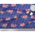 thumbnail image 3 of Soimoi Blue Cotton Voile Fabric Check & Floral Fabric Prints By Yard 56 Inch Wide, 3 of 3