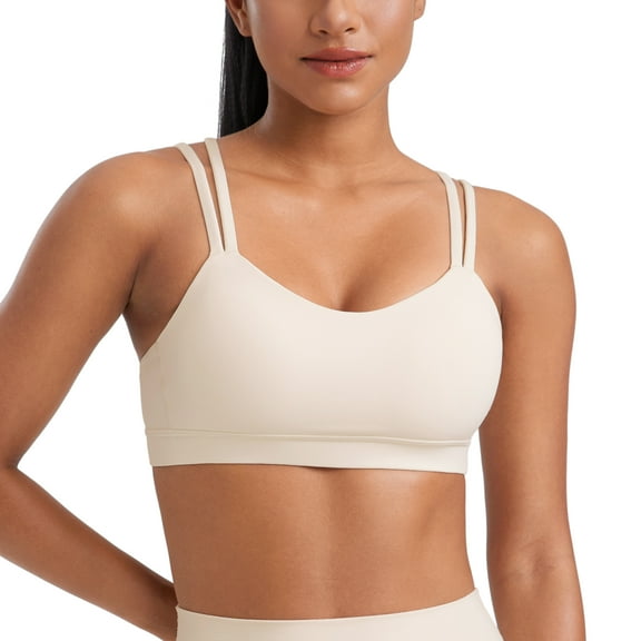 CRZ YOGA Softness Butterluxe V Neck Sports Bras for Women Workout Top Wireless Yoga Bras