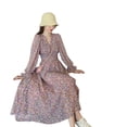 thumbnail image 4 of Vestido floral Mujer Cuello en V Manga larga Cintura alta Vestido casual de gasa, XXL Jumpingount AP001427-04, 4 of 7