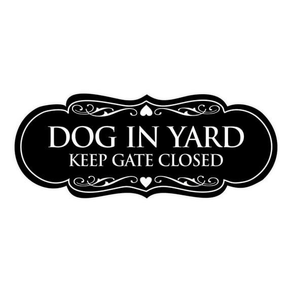 Designer Dog In Yard Keep Gate Closed Sign(Black) - Small