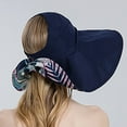 thumbnail image 4 of Women Ponytail Sun Hat Reversible Fishing Hat Foldable Bowknot Summer Visor Hat UPF 50+ Beach Cap Wide Brim Bucket Hat, 4 of 8