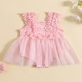 thumbnail image 2 of Combinaison-robe pour Bébé Fille en Dentelle à Fleurs Sans Manches en Maille Tulle, 2 of 9