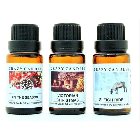 3 Bottles Set, 1 Tis the Season, 1 Sleigh Ride, 1 Victorian Christmas 1/2 fl oz Each 15ml Premium Grade Scented Fragrance Oils Made in USA