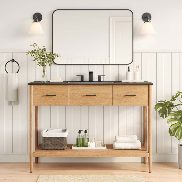 Modway Zaire 48" Single Sink Bathroom Vanity in Natural Black