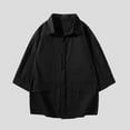 thumbnail image 2 of Ashirexll Mens Shirts Casual, Mens Button up Shirts Short Sleeve, Plus Size Summer Casual 3/4 Sleeve Turndown Collar Shirt with Pockets, 2 of 7