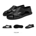 thumbnail image 4 of Willtoo Men Closed Toe Faux Leather Beach Sandals Woven Strap Non Slip Breathable Comfortable Casual Summer Outdoor Shoes for Beach Activities, 4 of 6